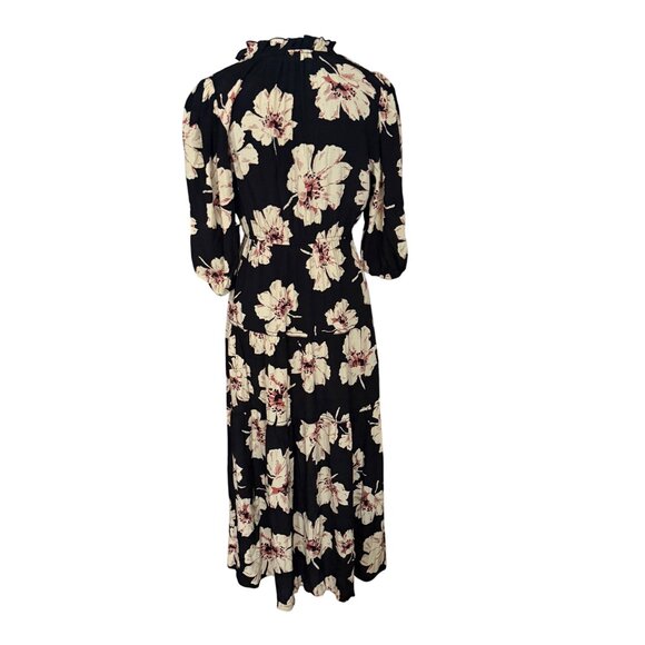 Ba&Sh XS Black Floral Midi Dress - Picture 5 of 7